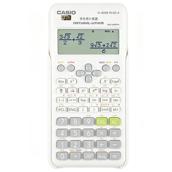 Научен калкулатор Casio FX-82ES Plus A Natural-V.P.A.M., естествен дисплей на 2 реда, бял