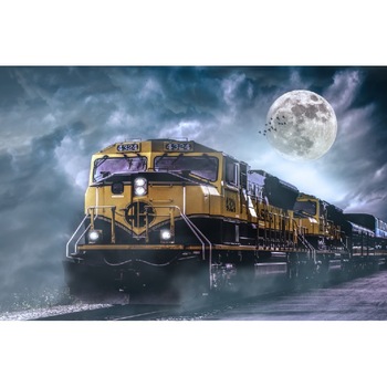 Fototapet de perete autoadeziv si lavabil Tren in noapte 200 x 135 cm Fototapet de perete autoadeziv si lavabil Tren in noapte 200 x 135 cm