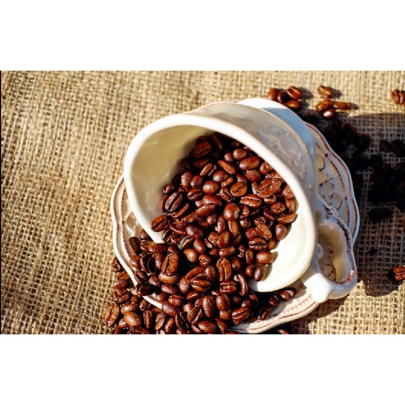 Tablou canvas Ceasca cu boabe de cafea (105 x 70 cm)