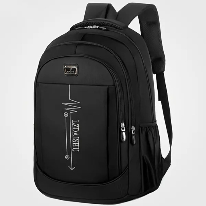 Rucsac din nylon unisex, capacitate mare cu compartiment pentru laptop, usor, pentru scoala si calatorii, negru