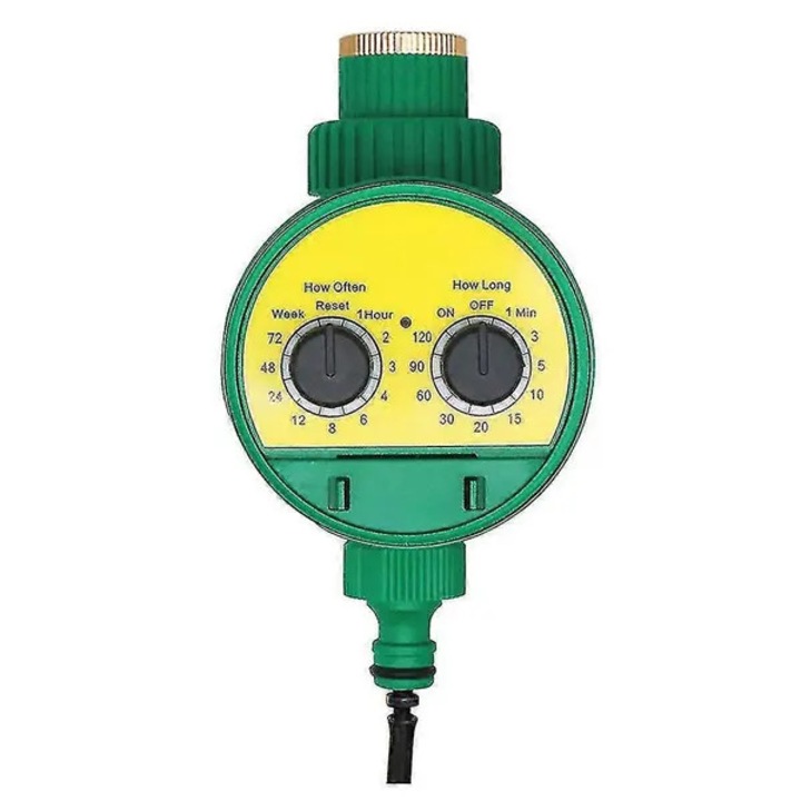 Automata öntöző időzítő csaphoz CO-k02228-260519-1846, 2 x AAA tápellátás, vízálló, programozható (ciklus 1–72 óra, időtartam 1–120 perc) öntözéshez, zöld/sárga