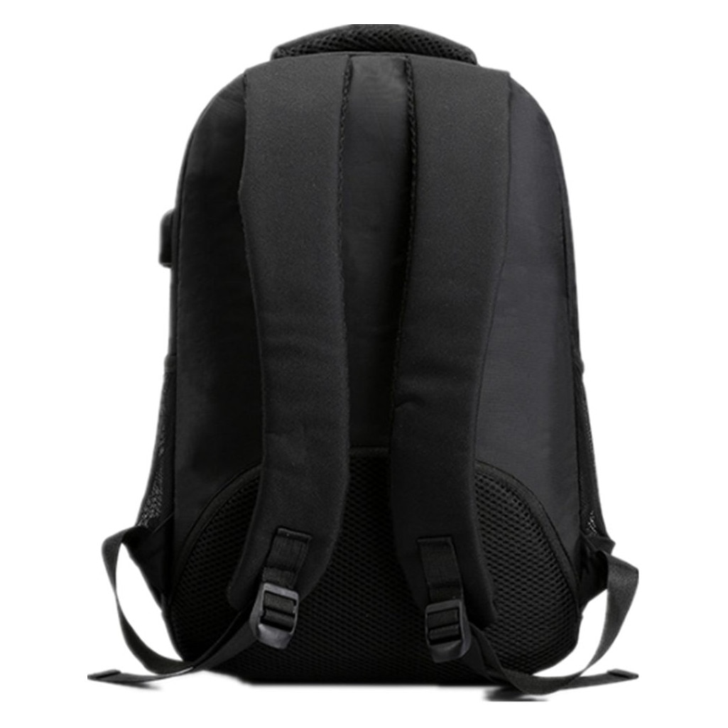 Rucsac, material Oxford, compartiment pentru laptop 15,6 inch, port USB extern, rezistent la apa, bretele respirabile, 30 x 45 x 17 cm, negru