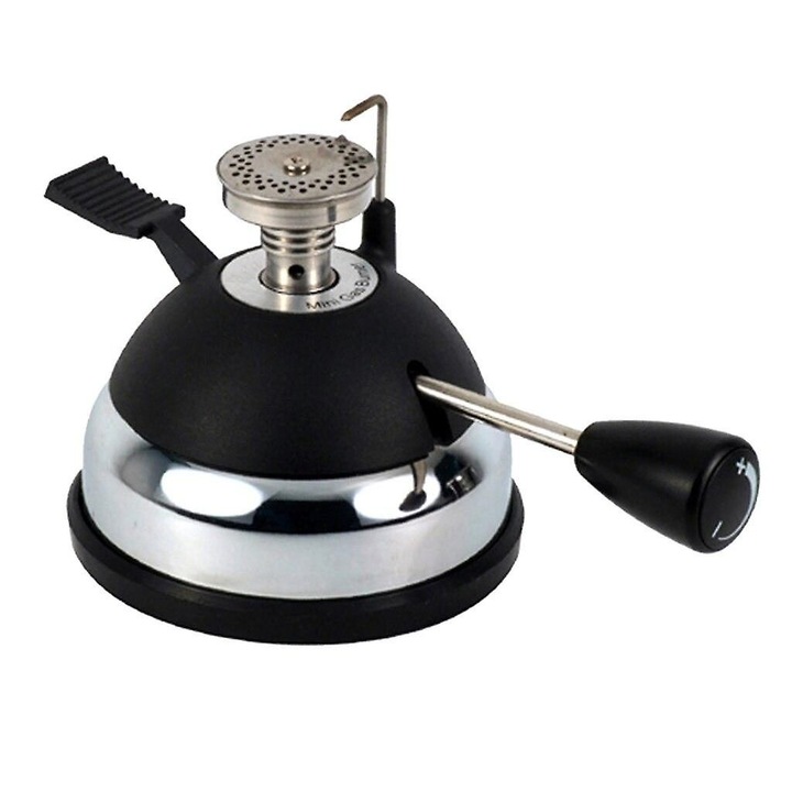 Lampa de gaz pentru sifon de cafea K0403-emagCJ-41751, inox, aprindere automata, alimentare butan, negru/argintiu, 134 x 81 x 92 mm