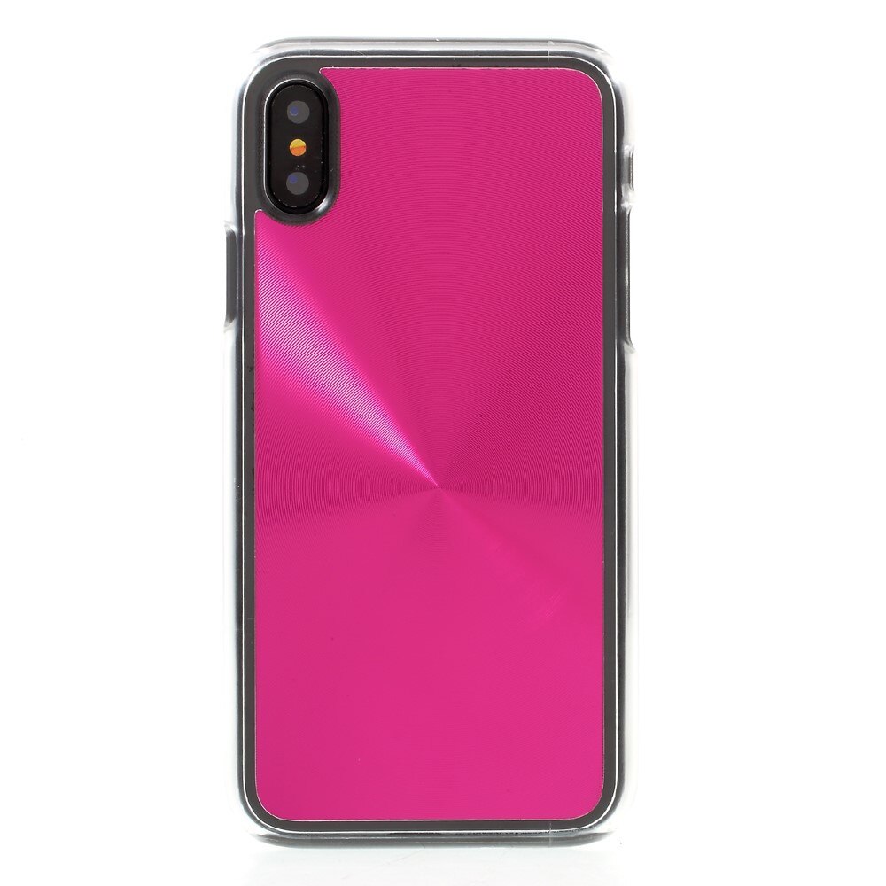 Husa iPhone X / XS - Textura Metal, Rigida, Roz
