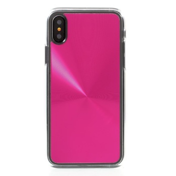 Husa iPhone X / XS - Textura Metal, Rigida, Roz Husa iPhone X / XS - Textura Metal, Rigida, Roz