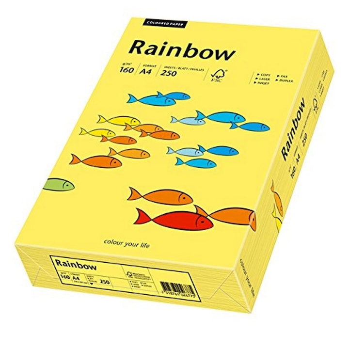 PAPYRUS Rainbow Színes karton papír, A4, 160 g/m², 250 lap/csomag, chamois intenzív sárga