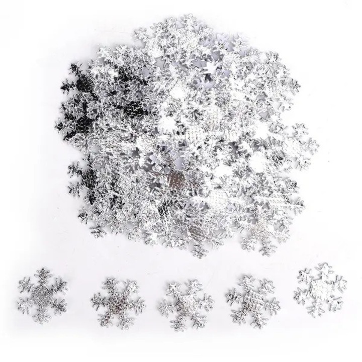 Confetti fulgi de zapada din material non-tesut, argintiu, 26 mm, 300 buc