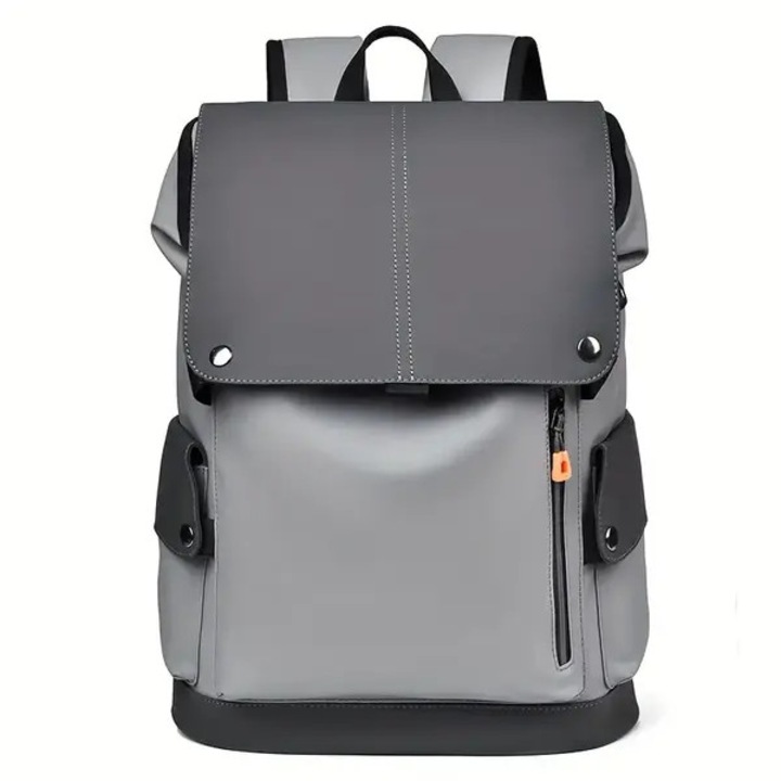 Rucsac din PU impermeabil cu compartiment pentru laptop, capacitate mare, model IZO-CJ-K0502-2026-0721-1169, gri/negru