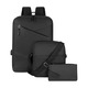 Rucsac din nylon pentru laptop, set 3 piese (rucsac + geanta messenger + portofel), compartiment organizator, ergonomic, negru