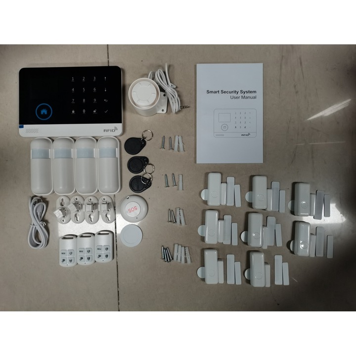 Vezeték nélküli 4G Wi‑Fi riasztórendszer emag01-WT17710, 21 darabos készlet RF 433,92 MHz panellel, alkalmazáson keresztüli vezérlés, Alexa kompatibilis, RFID, fehér