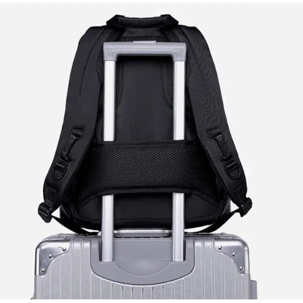 Rucsac pentru barbati, din twill rezistent la apa, pentru laptop, bretele cu amortizare, anti-astazi pentru calatorii, negru, 28 x 14 x 41 cm