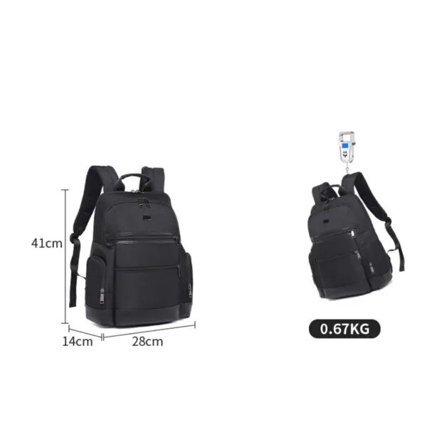 Rucsac pentru barbati, din twill rezistent la apa, pentru laptop, bretele cu amortizare, anti-astazi pentru calatorii, negru, 28 x 14 x 41 cm