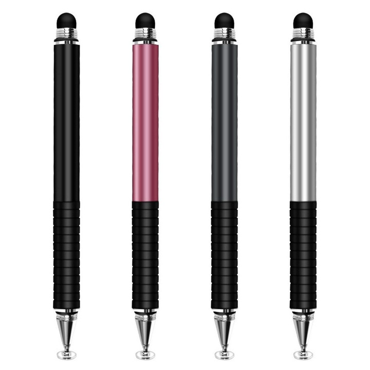 Precíziós tárcsás stylus készlet K0460-emagCJ-17604, alumínium test, átlátszó tárcsás és cserélhető szálas hegy, gumírozott markolat, 126 mm, 4 db, többszínű