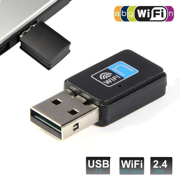 Adaptor USB Wi‑Fi k0441-0724-QHeamg220143, USB 2.0, 802.11b/g/n, 2.4 GHz, 300 Mbps, negru, nano