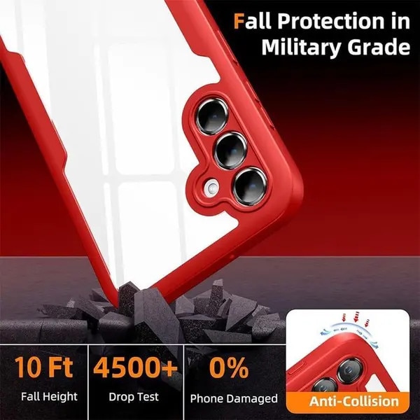 Husa pentru Samsung Galaxy A57 5G PRE-CJk0515-26-0806-982, margini din TPU moale, spate transparent din PC, rosu, 6,7 inch