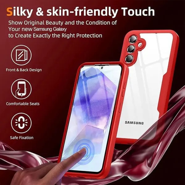 Husa pentru Samsung Galaxy A57 5G PRE-CJk0515-26-0806-982, margini din TPU moale, spate transparent din PC, rosu, 6,7 inch