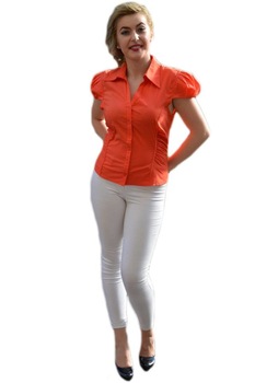 Camasa dama cu maneci scurte, decolteu in V, D&J Exclusive, Portocaliu Camasa dama cu maneci scurte, decolteu in V, D&J Exclusive, Portocaliu