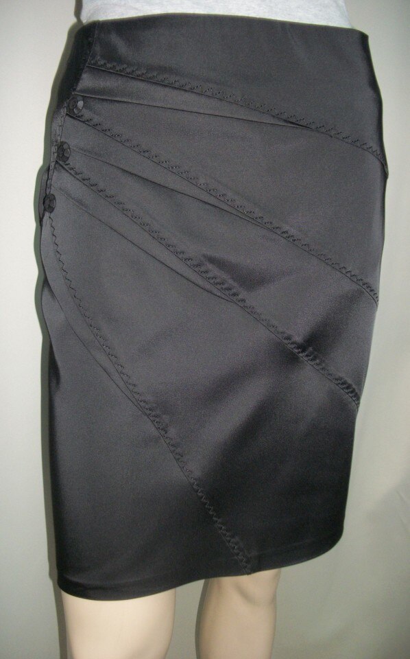 Fusta rafinata cu broderie , fronseuri in fata, D&J Exclusive, Negru, 44