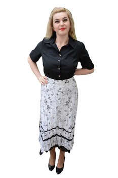 Fusta lunga cu imprimeu , D&J Exclusive, Alb/Negru Fusta lunga cu imprimeu , D&J Exclusive, Alb/Negru