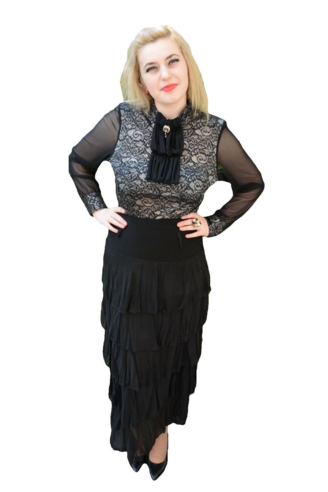 Fusta lunga, casual, D&J Exclusive, Negru