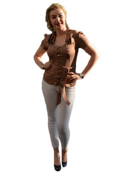 Camasa cambrata cu insertii de fodre, D&J Exclusive, Maro, 40 Camasa cambrata cu insertii de fodre, D&J Exclusive, Maro, 40