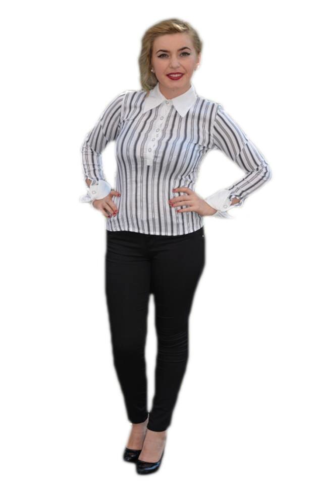 Camasa casual cu guler si mansete, D&J Exclusive, Gri