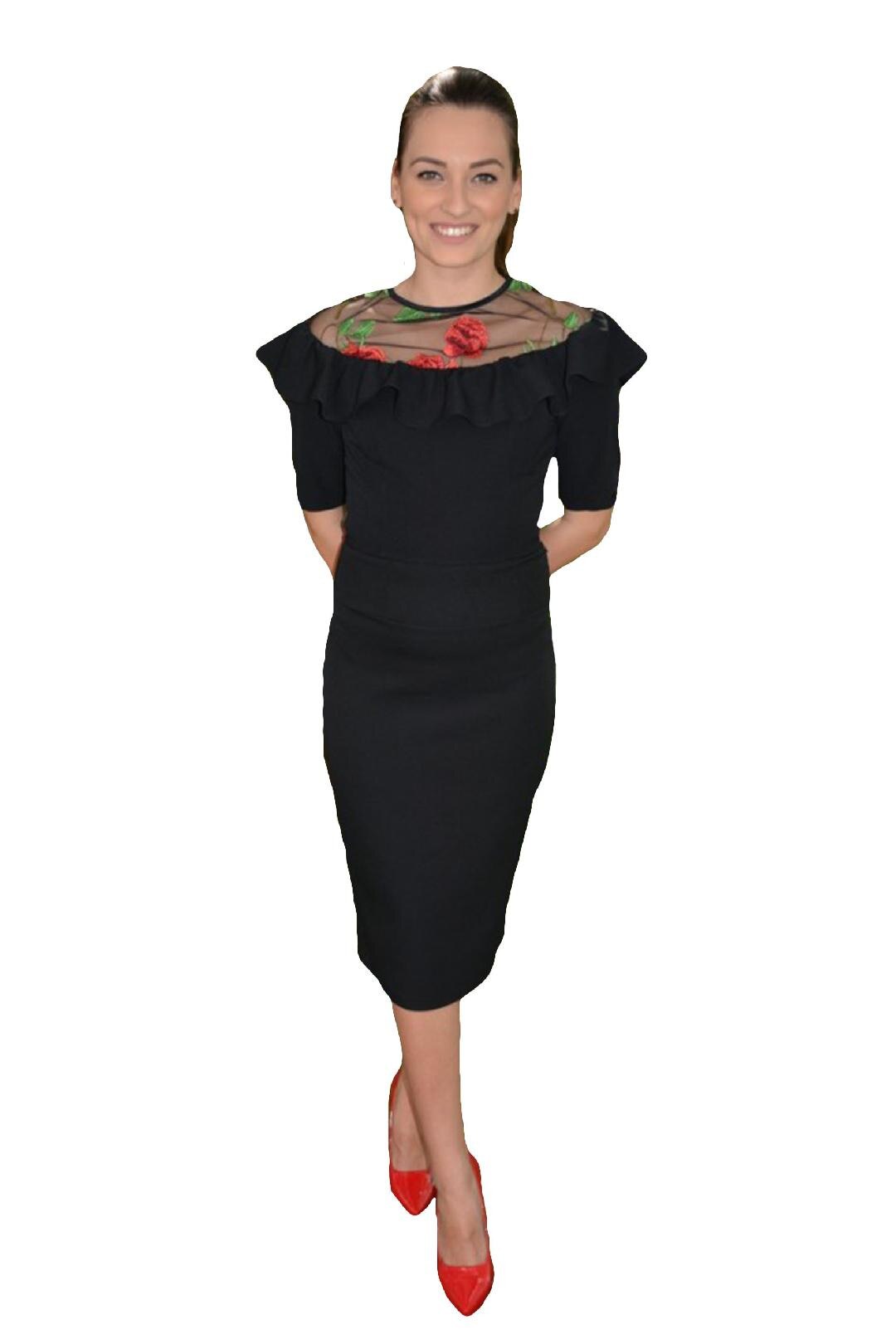 Fusta cu un design simplu si talie inalta,D&J Exclusive, Negru