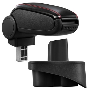 Cotiera auto, pro.tec, pentru Mercedes A-clasa W168, imitatie piele, negru cu cusatura rosie - cu compartiment pentru depozitare Cotiera auto, pro.tec, pentru Mercedes A-clasa W168, imitatie piele, negru cu cusatura rosie - cu compartiment pentru depozitare
