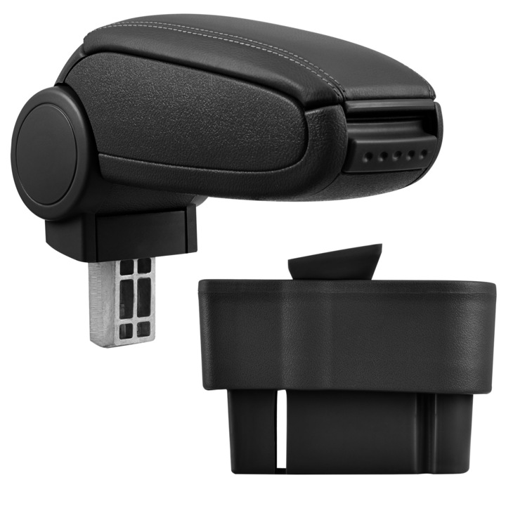 Cotiera auto, pro.tec, pentru Opel Corsa D, imitatie piele, negru - cu compartiment pentru depozitare