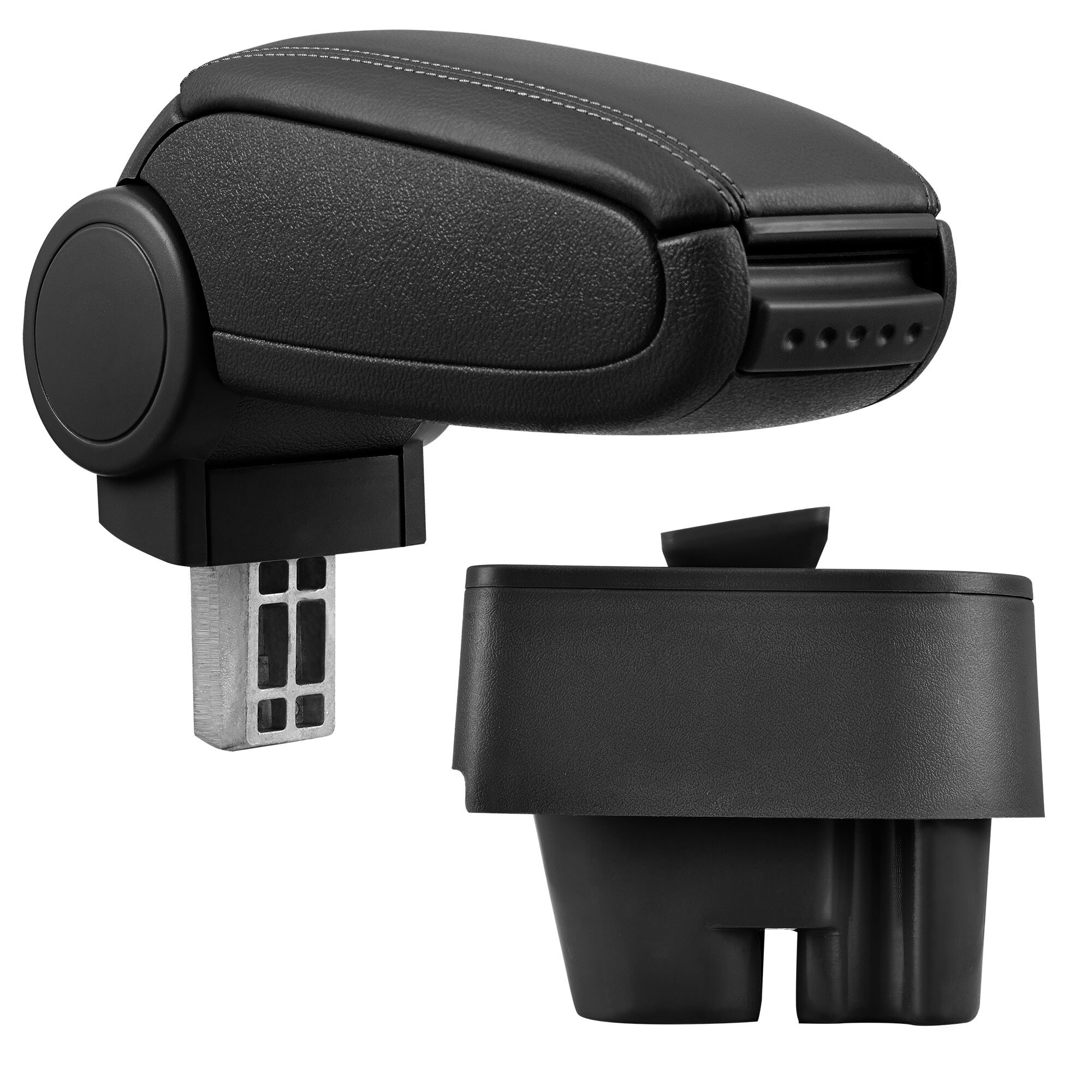 Cotiera auto, pro.tec, pentru PEUGEOT 207, 207 SW, 207 CC, imitatie piele, negru - cu compartiment pentru depozitare