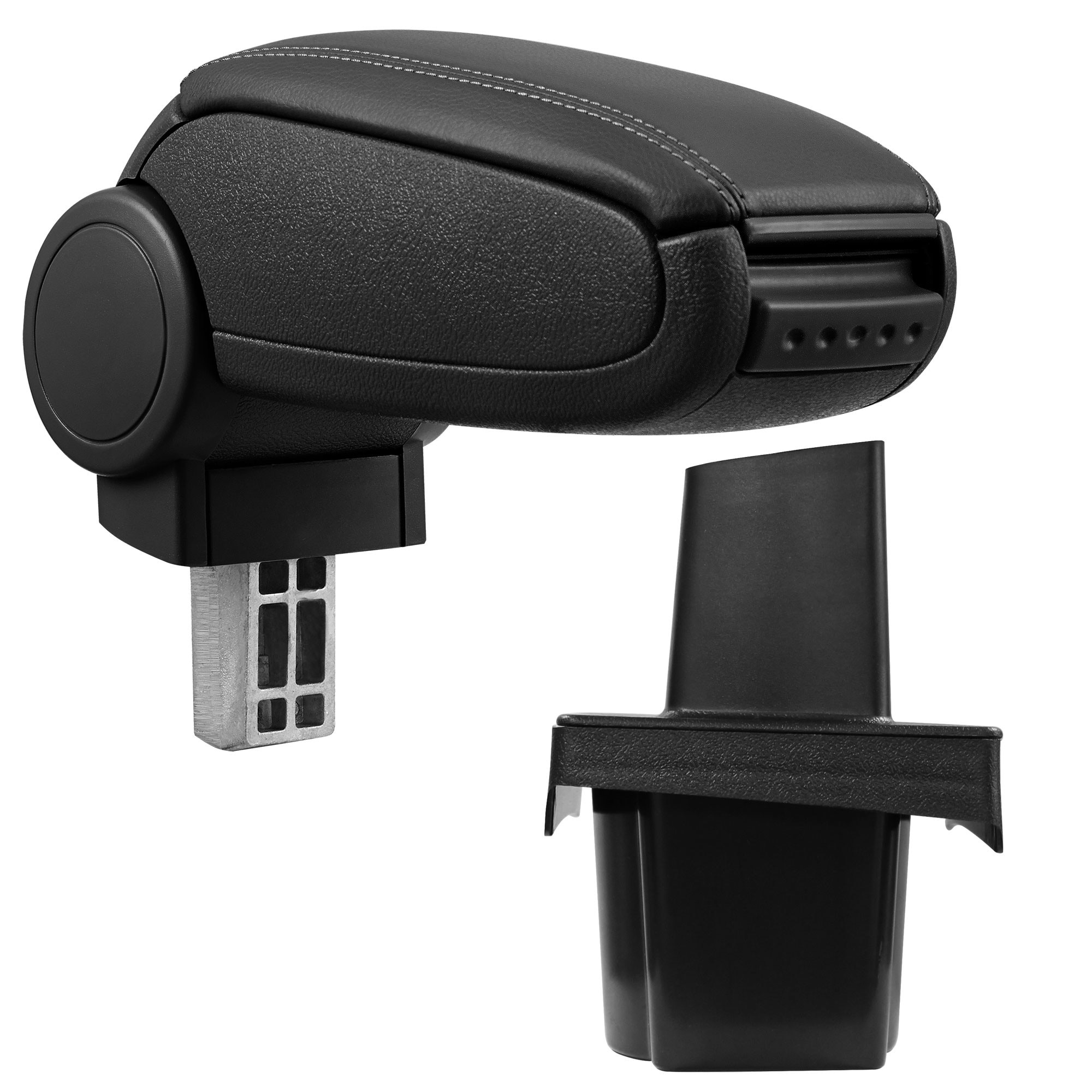 Cotiera auto, pro.tec, pentru Škoda Octavia II (1Z), imitatie piele, negru - cu compartiment pentru depozitare