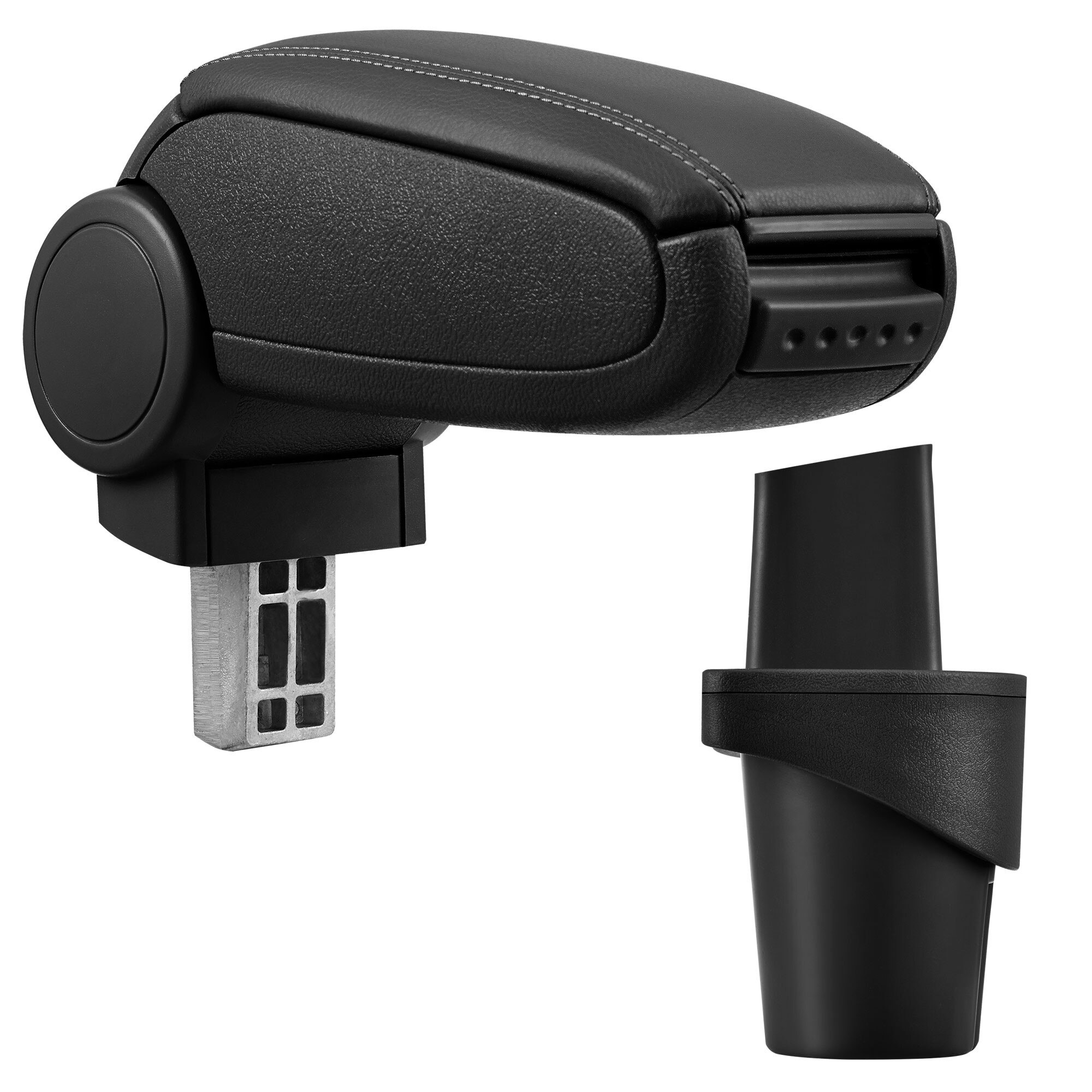 Cotiera auto, pro.tec, pentru VW Touran VW Caddy (2K), imitatie piele, negru - cu compartiment pentru depozitare