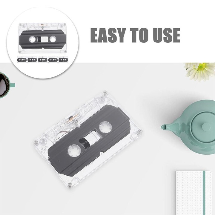 Üres audio kazetták 60 perc K0323-0720-CJ9123, felvehető, átlátszó tok, fekete, 7 db-os készlet