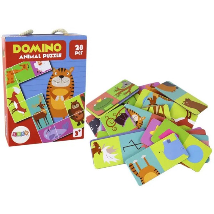 Образователно домино Animal Puzzle FRU-CJK0424-260711-780, 28 части, двустранно (животни и форми), Многоцветно, 10 x 5 см, 3+ години