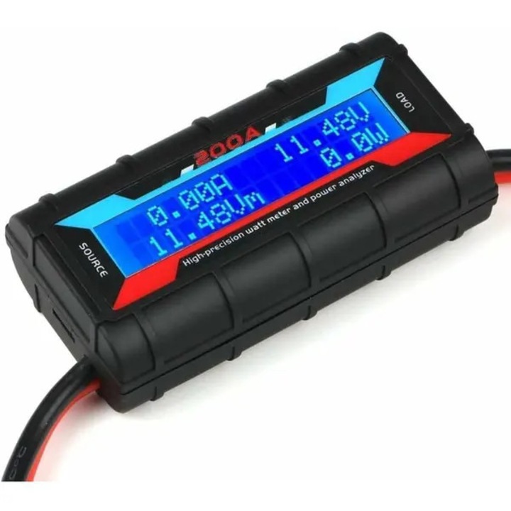Wattmetru si analizor de putere 200A CJ-FQ-K0384-260505-2081, masurare 0–60 V, pana la 200 A, shunt 0.001 Ω, afisaj LCD, pentru sisteme DC/RC, negru