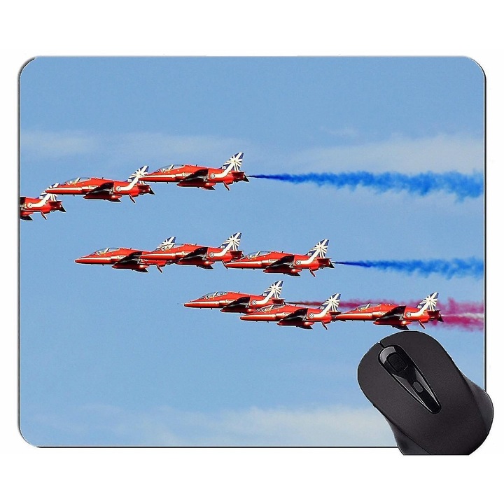 Mouse pad K0403-emagCJ-53278, imprimat cu avioane de vanatoare, baza antiderapanta din cauciuc, lavabil, multicolor, 220 x 180 x 3 mm