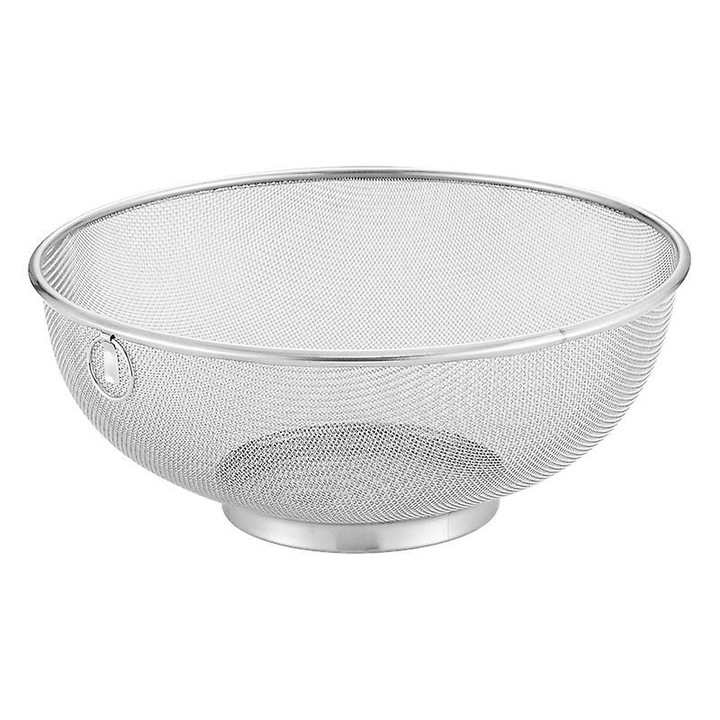 Rozsdamentes acél szűrő K0473-0717-TMCJ-5645, szűrőkosár rizs és zöldségek mosásához, ezüst, 20 x 20 x 8.3 cm