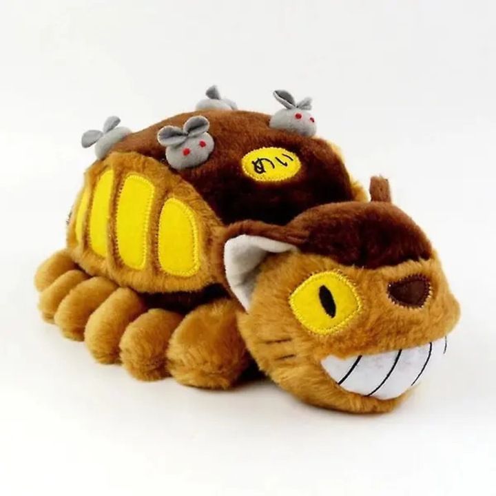 Плюшена играчка Catbus Totoro, мека, пълнеж от PP памук, кафяв/жълт, 30 см