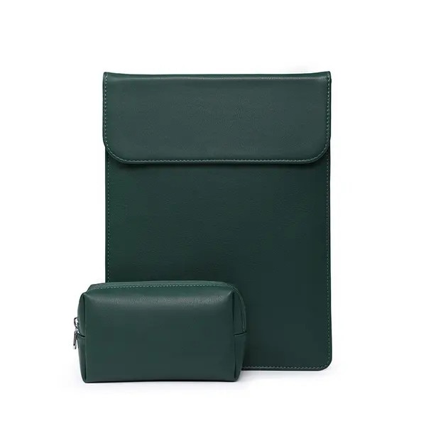 Husa pentru laptop 13.3–14 inch din piele de miel, compatibila cu MacBook Pro 14 (M1 Pro/M1 Max) A2442 / Surface Laptop 13.5 / MacBook Air 13 / HP Spectre, verde petrol, model FQ-K0276-20260903-1507