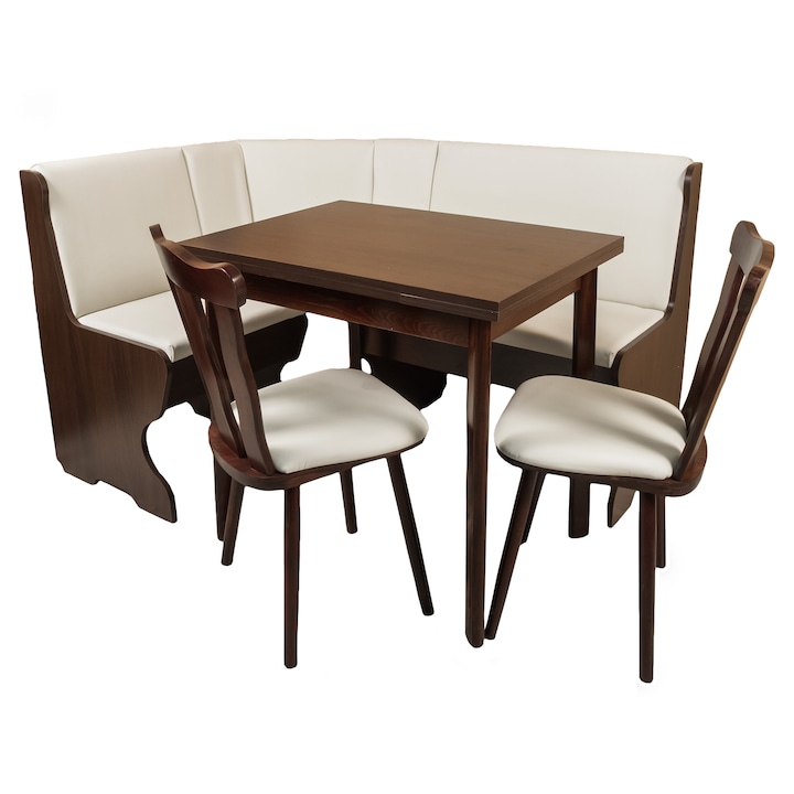 Elvila Porto Schoko Sarok étkező garnitúra, bővíthető asztal + 2 szék, CY1112