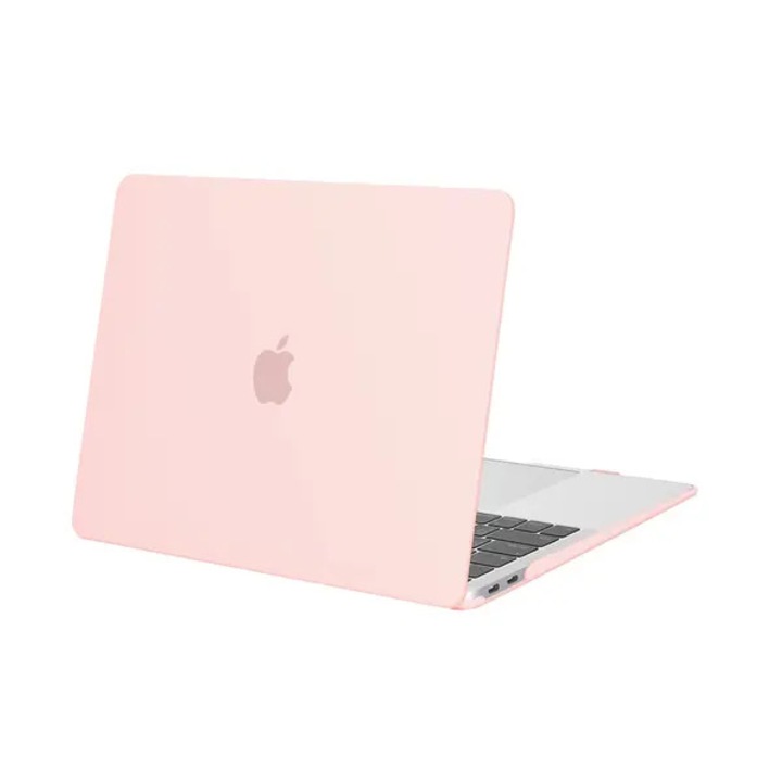Husa pentru MacBook Air 13 inch FRU-CJK0424-260710-2571, carcasa hard-shell rigida, ventilata, roz translucid, compatibila cu modele A2337/A2179/A1932 (2018–2022), dim. 30.5 x 21.6 x 1.57 cm