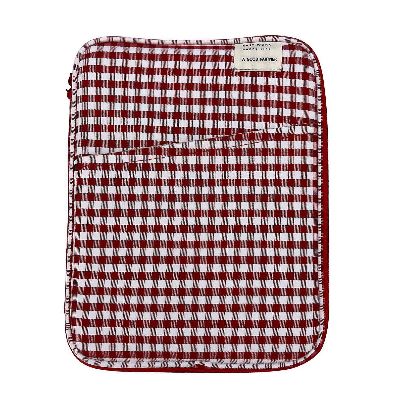 Husa pentru tableta si laptop, bumbac, model in carouri, emag-FU-K0548-26803-7990, rosu/alb, 11-14 inch