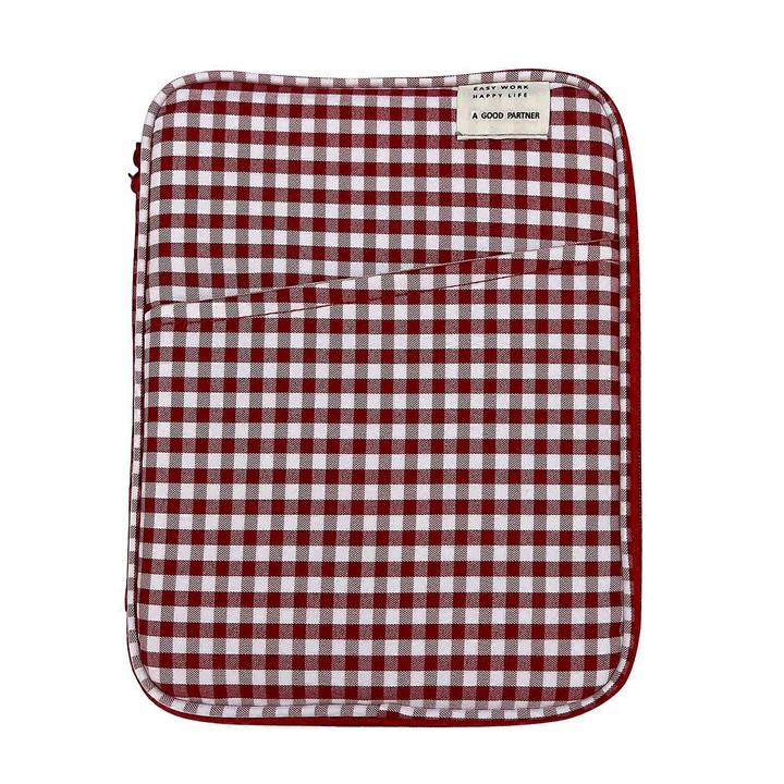 Husa pentru tableta si laptop, bumbac, model in carouri, emag-FU-K0548-26803-7990, rosu/alb, 11-14 inch