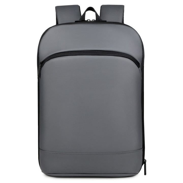 Rucsac laptop din piele sintetica extensibil, rezistent la apa, port USB extern, buzunar anti-furt, compartiment captusit emag01-WT10476, gri, 30 x 45 x 7–15 cm