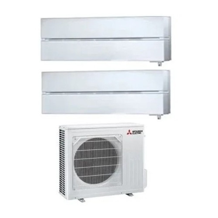 Aparat de aer conditionat multisplit Mitsubishi Electric Kirigamine Deluxe cu doua unitati interne 12000 BTU Pearl White, MXZ-3F68VF-2xMSZ-LN35VGV, garantie 60 luni, Senzorul 3D i-see, Plasma Quad Plus