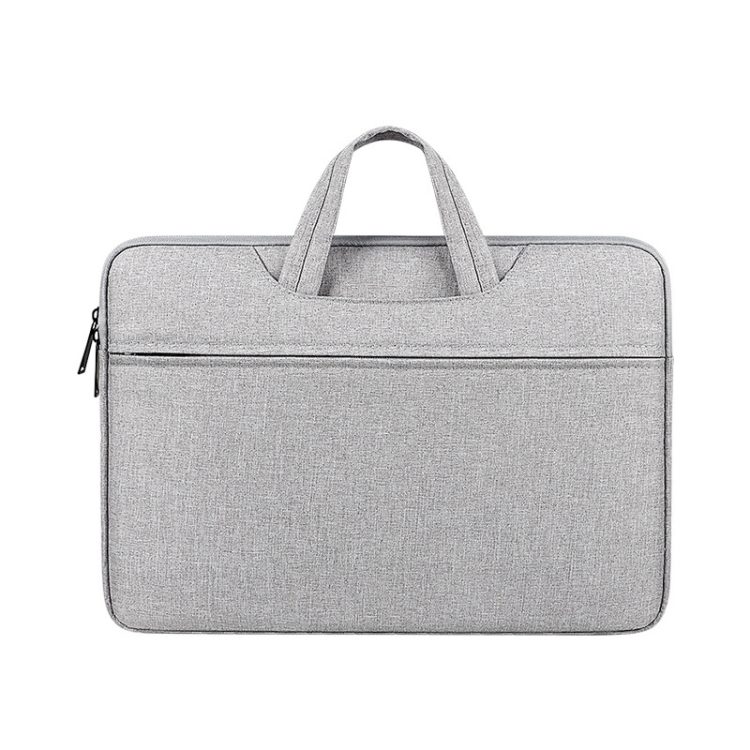 Husa pentru laptop din poliester, rezistenta la apa si socuri, captuseala din plus, compartiment mare, model ST01, gri, 15.6 inch