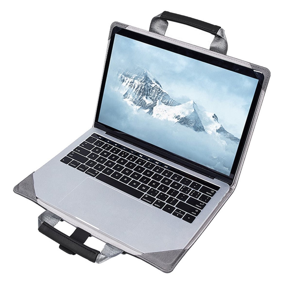 Husa protectoare pentru laptop K0323-0720-CJ16173, din piele PU cu inchidere magnetica, maner si protectie colturi, pentru MacBook Air 13.3 (A1369/A1466), negru, 32.7 x 22.5 cm