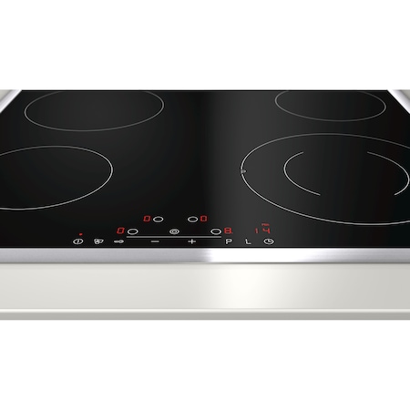 Plita incorporabila Neff T16BD56N0, Vitroceramica, 4 zone de gatit, TouchControl, Afisaj digital, PotBoost, Timer, Indicator, Rama inox, 60 cm, Negru