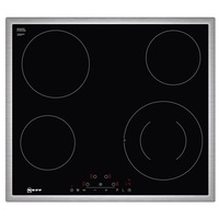 Plita incorporabila Neff T16BD56N0, Vitroceramica, 4 zone de gatit, TouchControl, Afisaj digital, PotBoost, Timer, Indicator, Rama inox, 60 cm, Negru