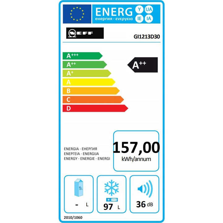Congelator incorporabil Neff GI1213D30, 97 l, Clasa A++, Low Frost, Touchcontrol, H 87 cm